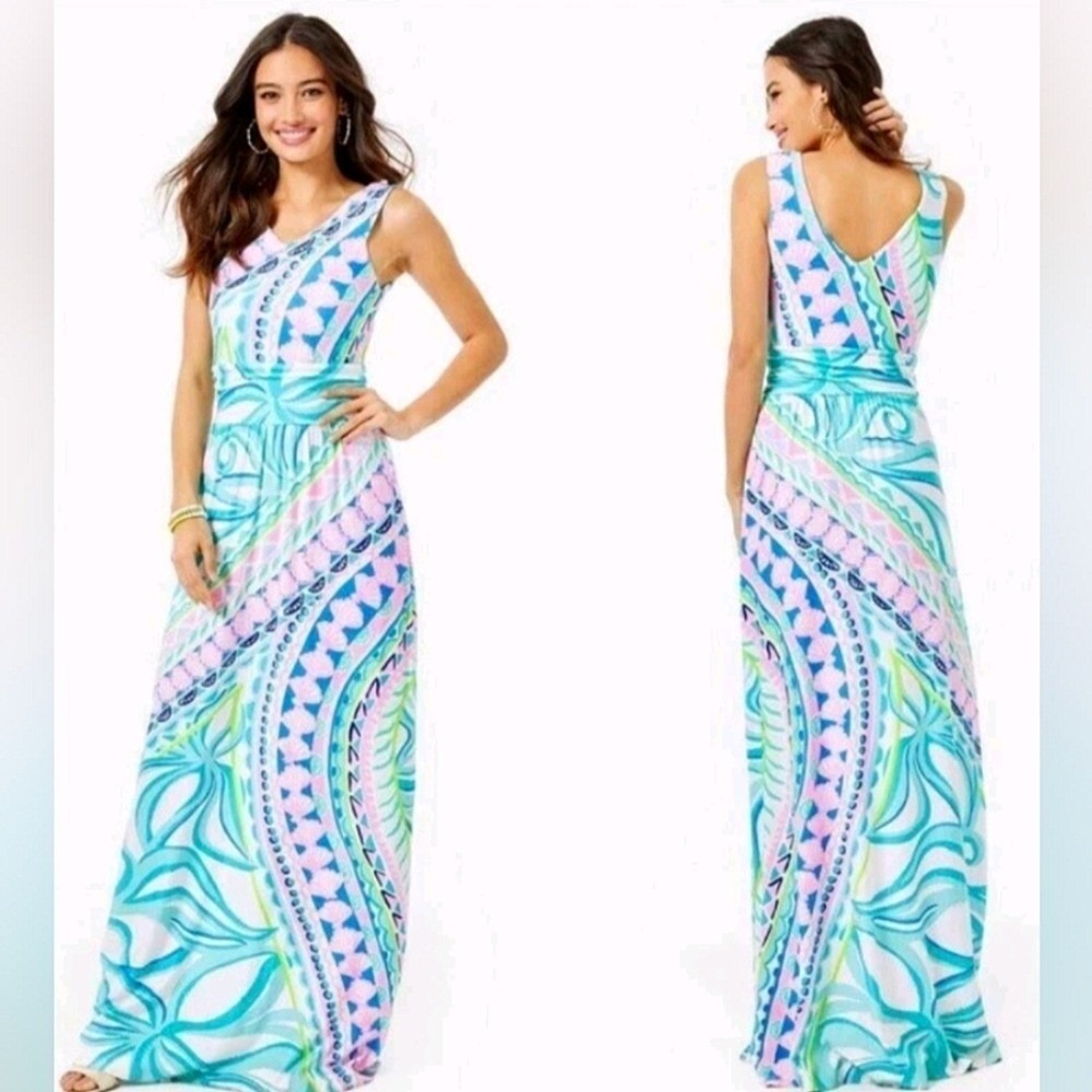 NWT Lilly Pulitzer Marco Maxi Dress Multi Coco Island Engineered XS Resortwear
